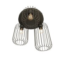 Plafonnier rond noir métal E27 3 flammes L:30 cm