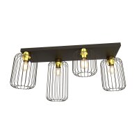 Plafonnier rétro en métal 70 cm en noir or E27