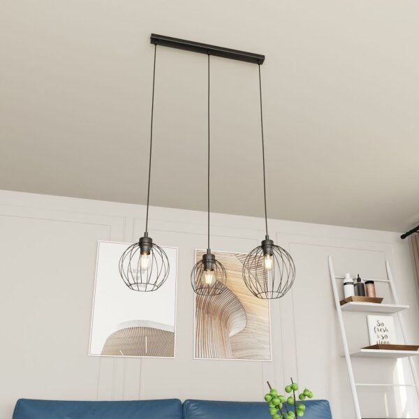 Suspension longue fil E27 L:77 cm Métal noir