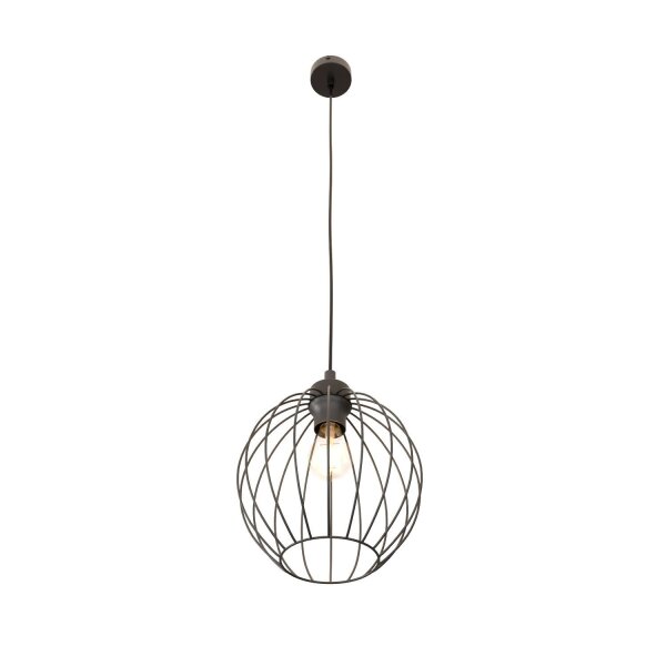 Lampe à suspendre ronde noire métal E27 Ø24 cm Abat-jour filaire