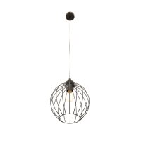 Lampe à suspendre ronde noire métal E27...