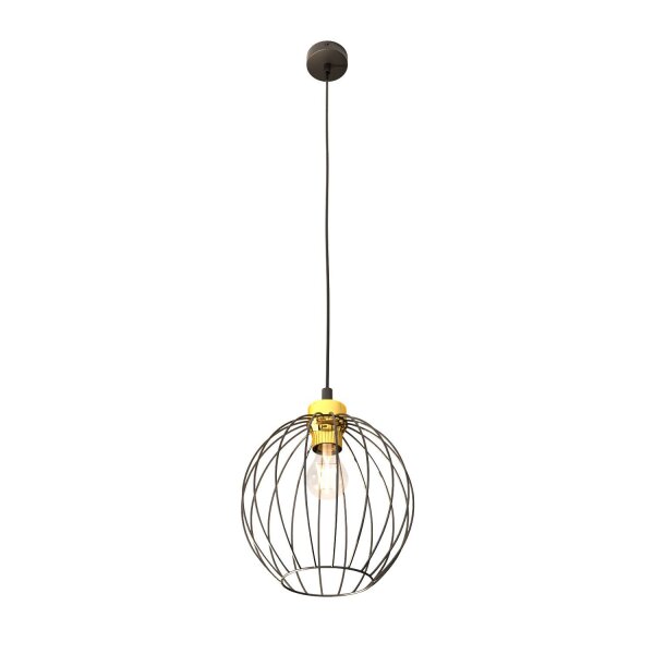 Suspension Noir Or Métal E27 Ø24 cm rond Rétro