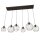 Suspension noire E27 métal 6 flammes L:125 cm