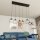 Suspension noire E27 métal 6 flammes L:125 cm