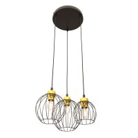Suspension ronde noire or 3 flammes E27...