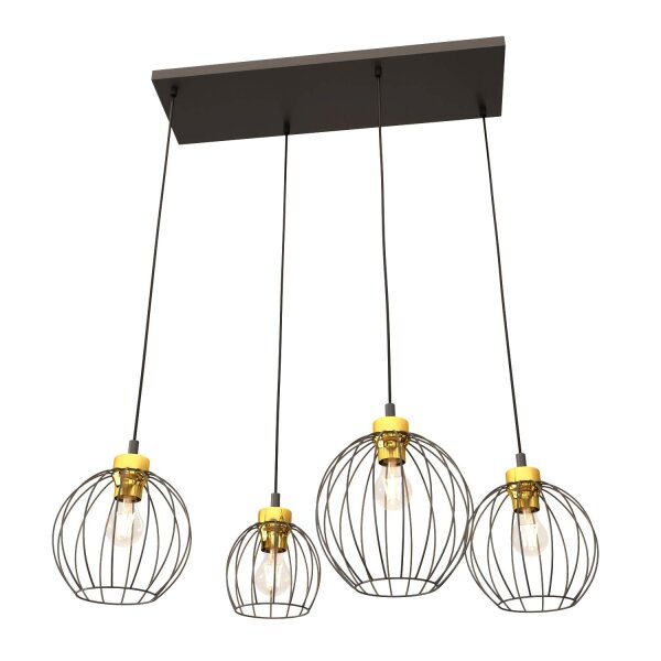 Lampe à suspension allongée Noir Or L:83 cm E27 élégant