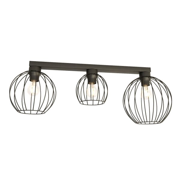 Plafonnier Noir Fil L:60 cm long Métal Rétro
