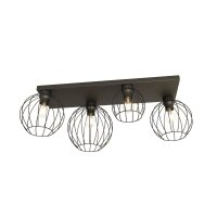 Plafonnier Retro Noir Fil E27 3-flmg 70 cm de long
