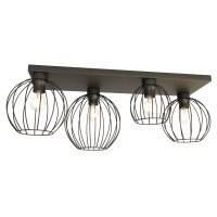 Plafonnier Retro Noir Fil E27 3-flmg 70 cm de long