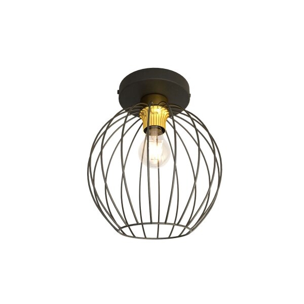 Elégant plafonnier noir or métal Ø24 cm E27