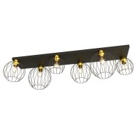 Plafonnier stylé métal noir or E27 115 cm