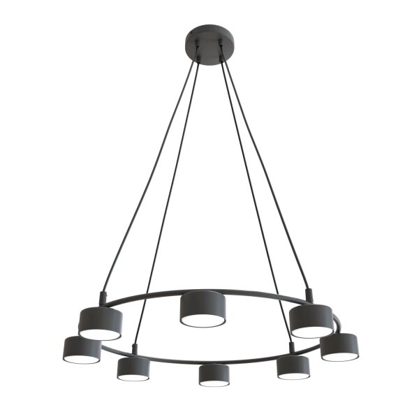 Lampe à suspendre noire à 8 flammes accentuées L:64 cm GX53