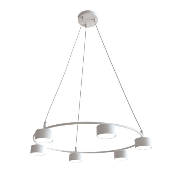 Lampe à suspendre blanche métal accentué L:64 cm GX53 6-flmg