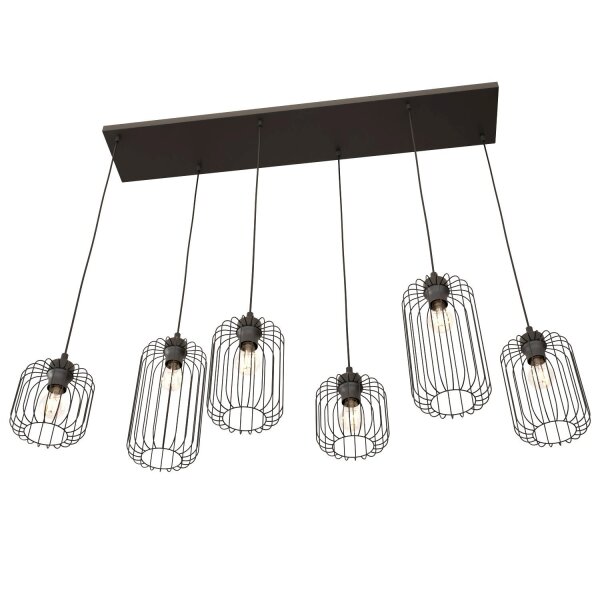 Suspension en métal noir 115 cm 6 flammes décoratives