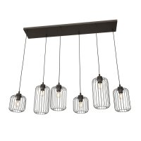 Suspension en métal noir 115 cm 6 flammes...