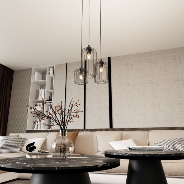 Suspension décorative métal noir E27 L:30 cm