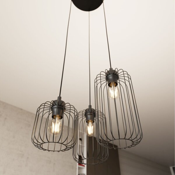 Suspension décorative métal noir E27 L:30 cm