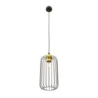 Suspension stylée Noir Or Métal E27 L:16 cm