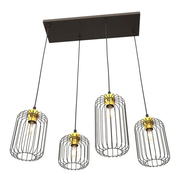 Suspension métal E27 70 cm de long Rétro Noir Or