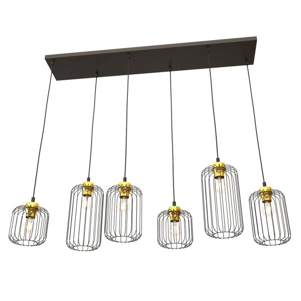 Lampe à suspendre métal E27 115 cm de long élégant noir or