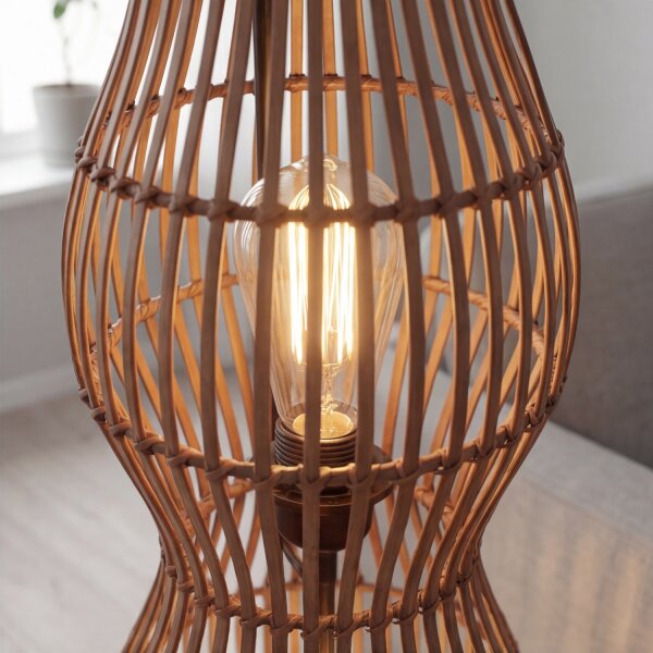 Petit lampadaire Bambou Marron 111 cm E27 Scandinave