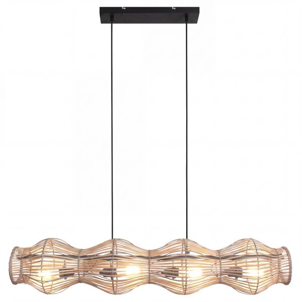 Suspension Bambou Naturel E27 4-flamme 107 cm de long