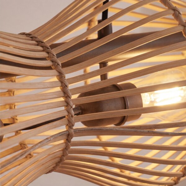 Suspension Bambou Naturel E27 4-flamme 107 cm de long