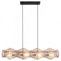 Suspension Bambou Naturel E27 4-flamme 107 cm de long
