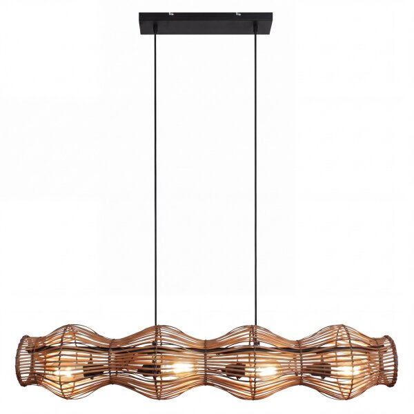 Lampe à suspendre Bambou brun E27 4-flamme 107 cm allongée