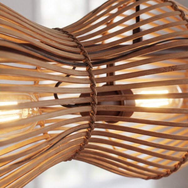 Lampe à suspendre Bambou brun E27 4-flamme 107 cm allongée