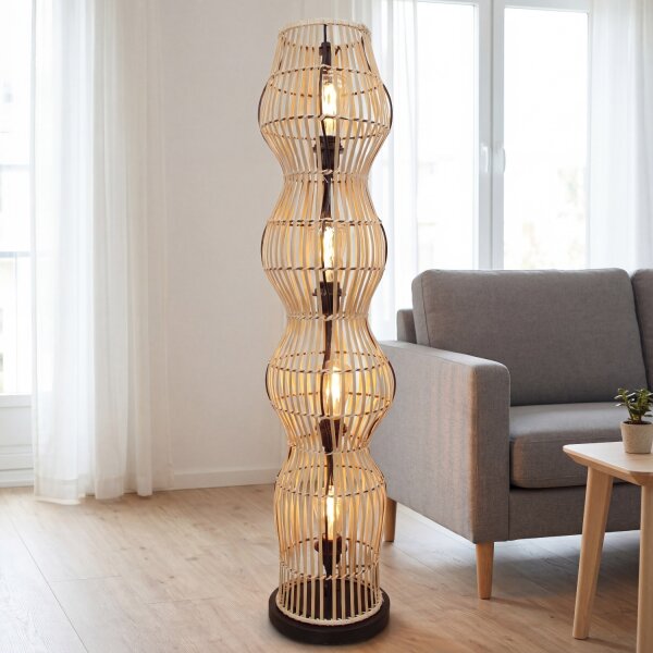 Petit lampadaire Bambou Naturel 111 cm E27 Scandinave