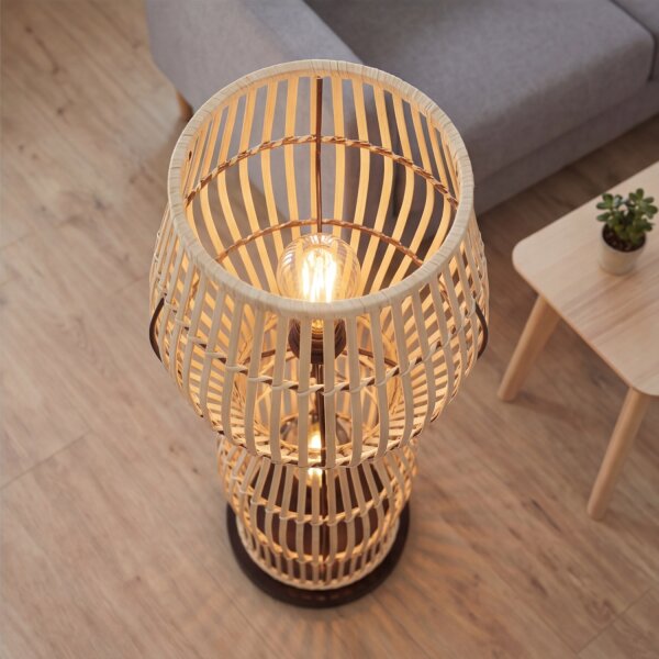 Petit lampadaire Bambou Naturel 111 cm E27 Scandinave
