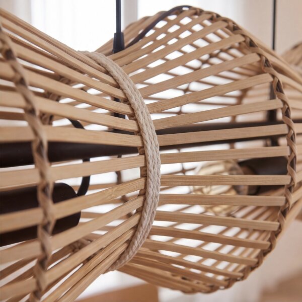 Lampe à suspendre Bambou Naturel E27 80 cm 3-flmg Scandinave