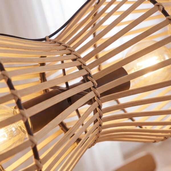 Lampe à suspendre Bambou Naturel E27 80 cm 3-flmg Scandinave