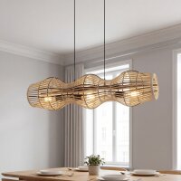 Lampe &agrave; suspendre Bambou Naturel E27 80 cm 3-flmg...