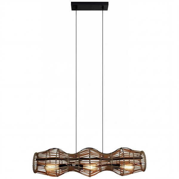Suspension Bambou Marron E27 3-flamme Scandinave