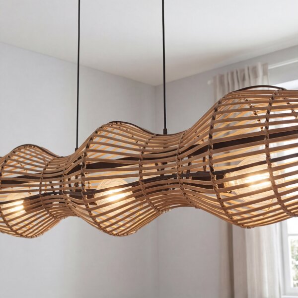 Suspension Bambou Marron E27 3-flamme Scandinave