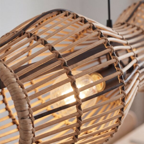 Suspension Bambou Marron E27 3-flamme Scandinave