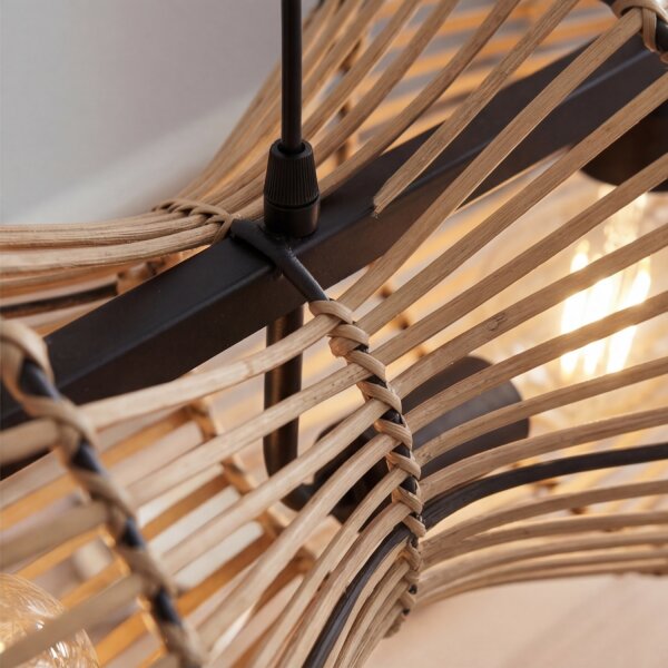 Suspension Bambou Marron E27 3-flamme Scandinave