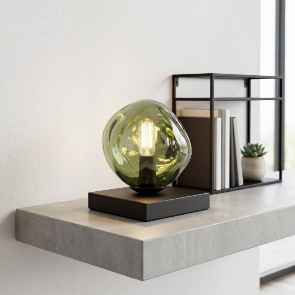 Petite lampe de table E14 noire verte 17,5 cm décorative