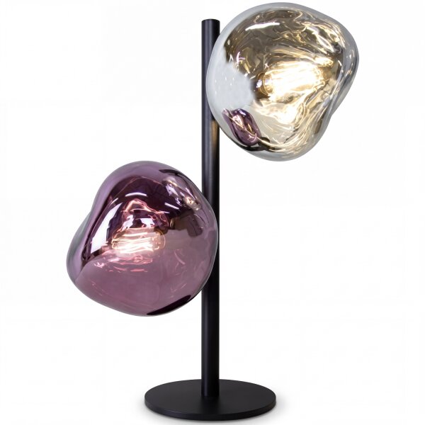 Lampe de table décorative aluminium verre blanc lilas 40 cm