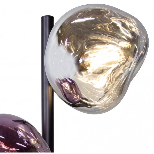 Lampe de table décorative aluminium verre blanc lilas 40 cm