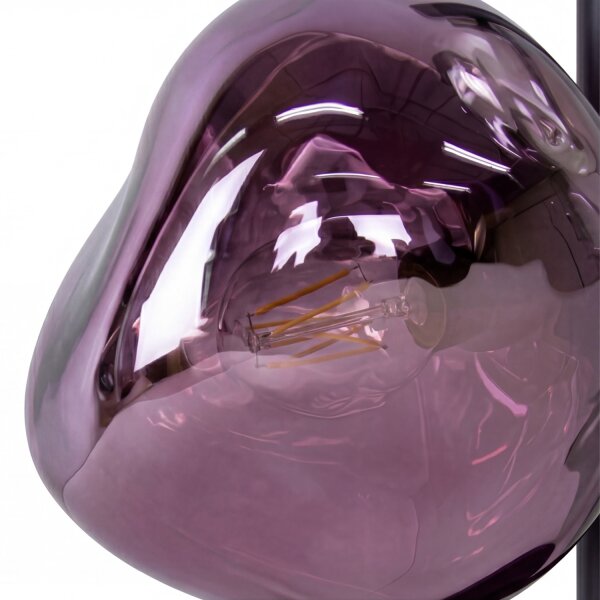 Lampe de table décorative aluminium verre blanc lilas 40 cm