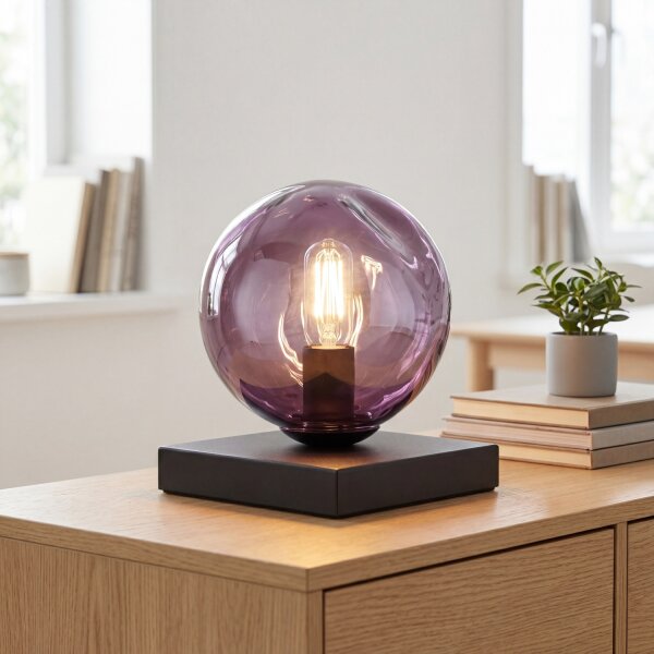Petite lampe de table E14 Noir Violet 17,5 cm décoratif