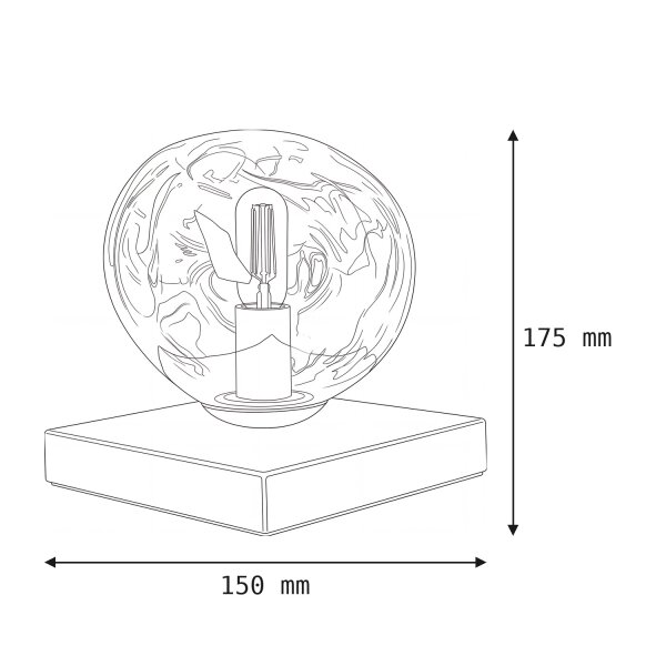 Petite lampe de table E14 noire argentée 17,5 cm décorative
