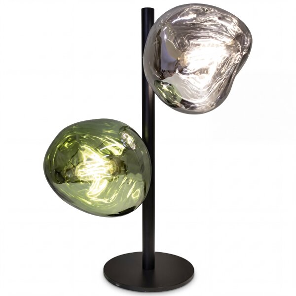 Lampe de table décorative aluminium verre blanc vert 40 cm