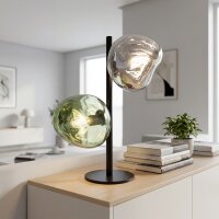Lampe de table décorative aluminium verre blanc...