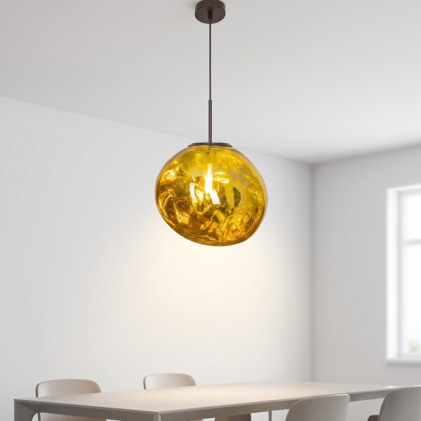 Lampe à suspendre ronde en verre jaune E27 Ø36 cm Moderne et élégante