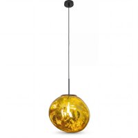 Lampe à suspendre ronde en verre jaune E27...
