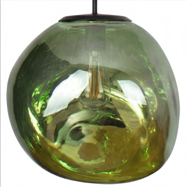 Lampe à suspendre ronde en verre Vert E27 Ø36 cm stylée Moderne